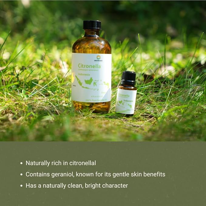 Citronella Essential Oil - Direct from Central Java, Indonesia - Pure Essential Oil for Diffusers and Aromatherapy | 100% Pure Therapeutic Grade (15ml)