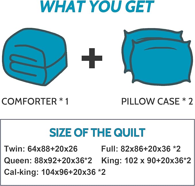 Decroom Lightweight Queen Comforter Set with 2 Pillow Sham - 3 Pieces Set - Quilted Down Alternative Comforter/Duvet Insert for All Season - White - Queen Size