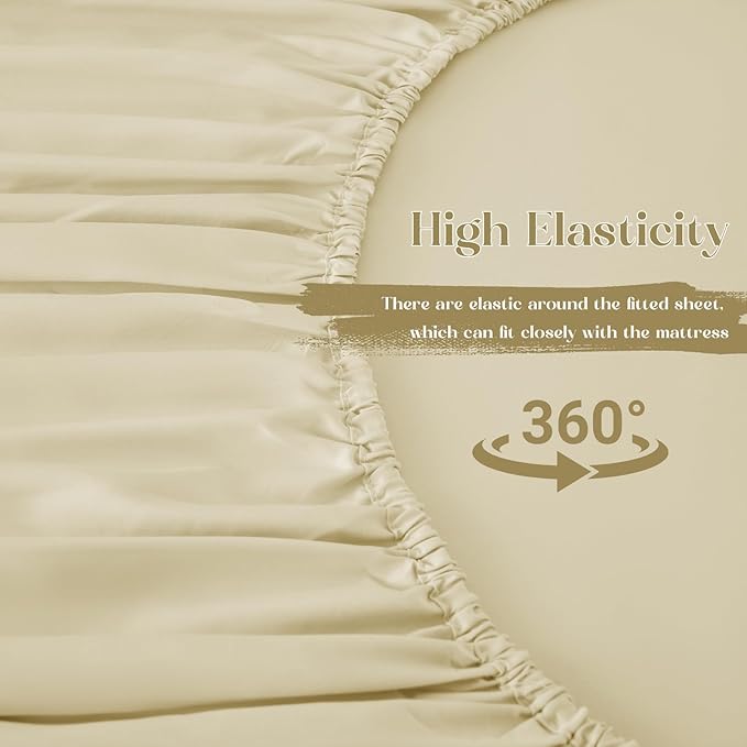Homiest 3-Pieces Ruffle Pillow Case & Fitted Sheet Set, Cream Full Sheets with 2 Ruffled Pillow Shams, 15 Inch Deep Pocket, Cute & Coquette Microfiber Bed Set for Decorating Bedroom Hotel