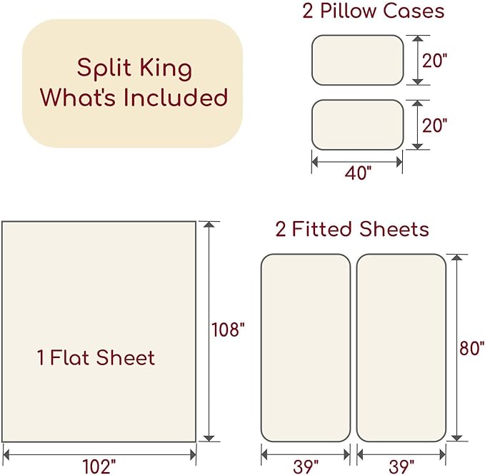 Mellanni Split King Sheets Set - 5 PC Iconic Collection Bedding - Hotel Luxury, Extra Soft, Cooling Bed Sheets - Wrinkle, Fade, Stain Resistant (Split King, Brick Red)