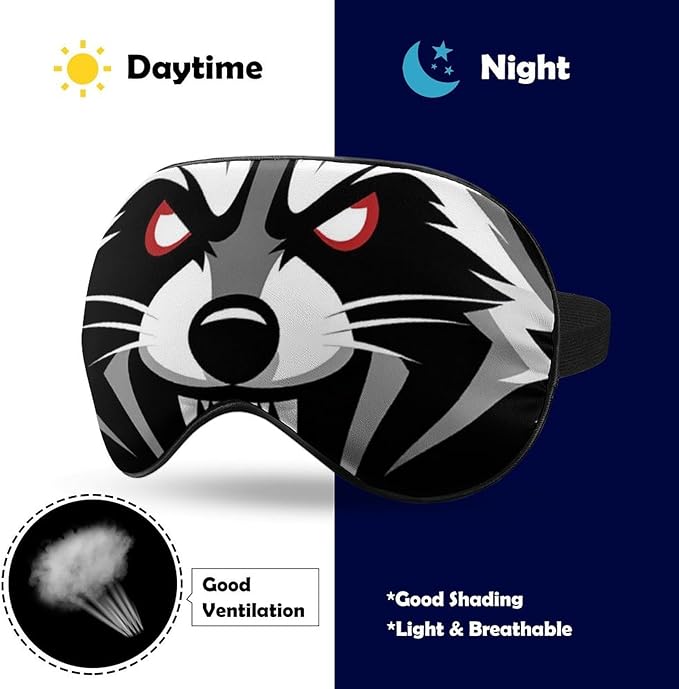 Angry Raccoon Sleep Mask Blindfold for Adult Play Adjustable Soft Eye Sleep Mask for Men Women Travel Nap Games