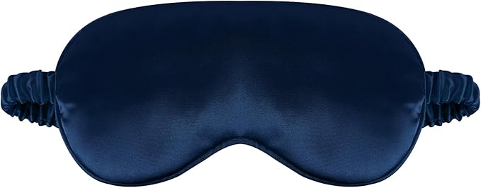 1 Pack Sleep Mask, Silk Eye Mask with Elastic Strap, Breathable Eye Mask for Sleeping,Travel, Girls, Women, Men (DarkBlue)