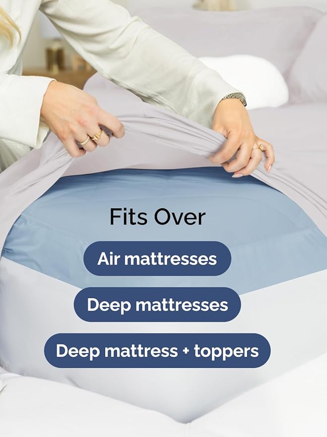 Extra Deep Queen Sheet Set - 4 Piece Breathable & Cooling Bed Sheets - Easily Fits 18 to 24 inch Mattress - Ultra Soft, Wrinkle & Fade Free w/ Extra Deep Pockets - Hotel Luxury Bedding - French Grey