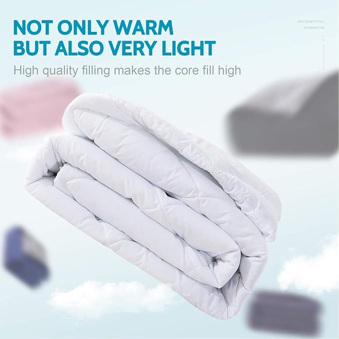 Decroom Lightweight Queen Comforter Set with 2 Pillow Sham - 3 Pieces Set - Quilted Down Alternative Comforter/Duvet Insert for All Season - White - Queen Size