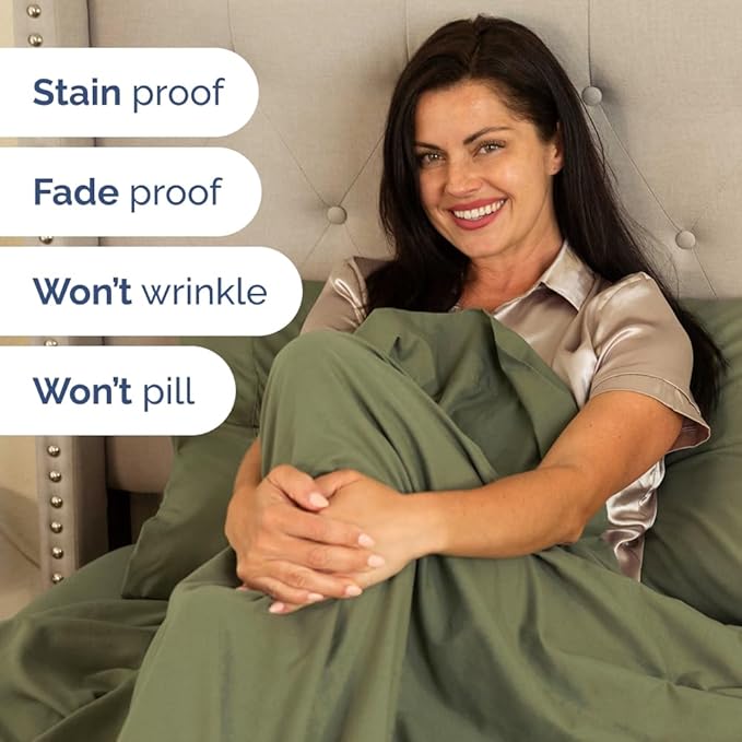 Extra Deep Split King Sheet Set - 5 Piece Breathable & Cooling Bed Sheets - Easily Fits 18 to 24 inch Mattress - Soft, Wrinkle & Fade Free with Extra Deep Pockets - Hotel Luxury Bedding - Sage Green
