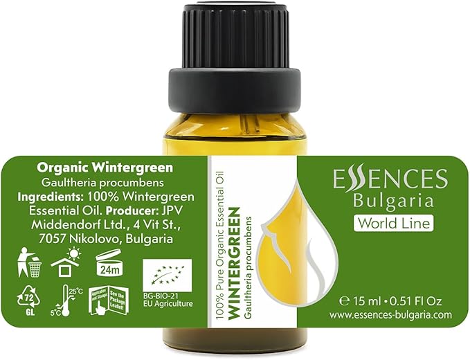 Essences Bulgaria Wintergreen Essential Oil 15ml (0.51 Fl Oz) | Gaultheria procumbens | 100% Pure, Natural, Undiluted | Aromatherapy, Cosmetics | Vegan, Non-GMO, Cruelty-Free