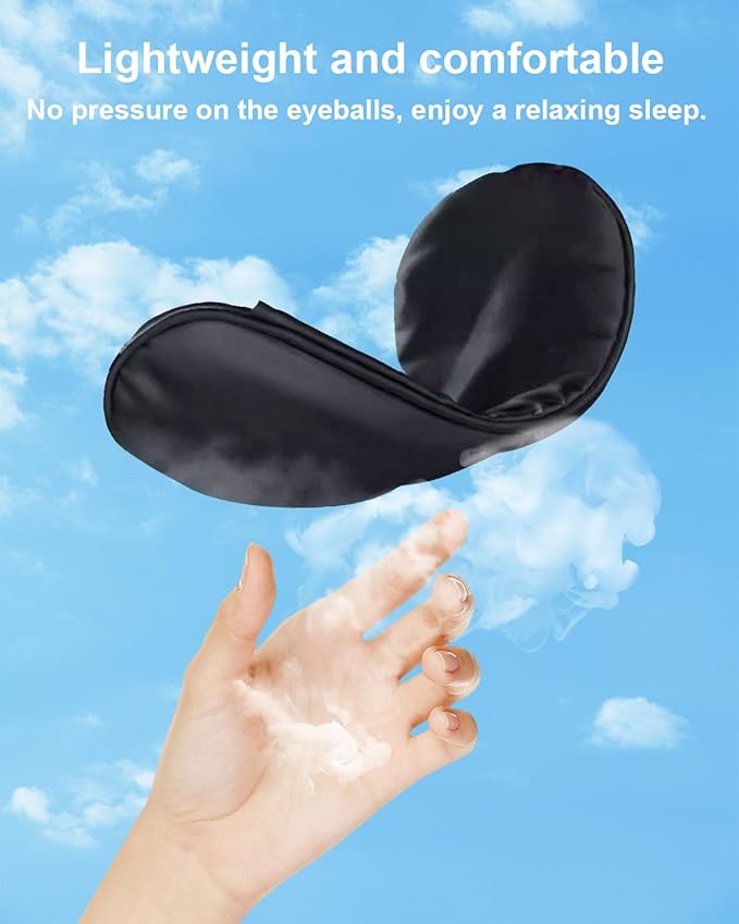 Sleep Mask, Silk Sleep Mask with Adjustable Strap, Super Soft Satin Blackout Sleeping Eye Mask for Men&Women, Comfortable Blindfold Eyeshade for Night Sleep 4 Pack (Black and Pink)