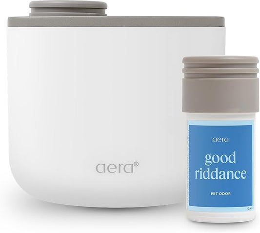 AERA Mini Waterless Plug-in Essential Oil Diffuser for Rooms 100–400 Sq Ft + Good Riddance Scent for Pet Odor – Luxury Smart Home Fragrance Starter Kit + App & Alexa Control (Includes 1 Capsule)