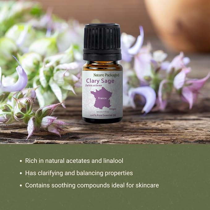 Clary Sage Essential Oil - Direct from France - Steam Distilled - Aceite de Salvia Esclarea for Aromatherapy, Massage, Diffuser, DIY Candle and Soap Making - 8oz