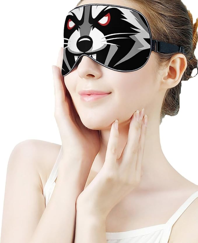 Angry Raccoon Sleep Mask Blindfold for Adult Play Adjustable Soft Eye Sleep Mask for Men Women Travel Nap Games