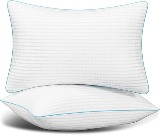 Bed Pillows Standard Size Set of 4, Soft Fluffy and Supportive Hotel Collection Pillows 2 Pack for Side and Back Sleeper, Filled with Down Alternative Microfiber