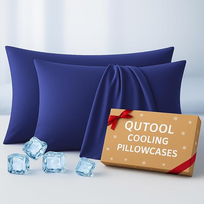Premium Cooling Pillowcases King Size Set of 2 for Hot Sleepers&Night Sweats Beauty Sleep Reduces Wrinkles&Frizz Softer Than Silk Pillow Cover Oeko-TEX Certified RoyalBlue Breathable