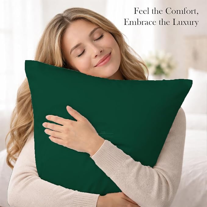 400 Thread Count 100% Egyptian Cotton Queen Size Pillowcases Set of 4, Soft & Breathable Sateen Weave, Envelope Closure, Hotel Luxury Bed Linen, Durable & Fade Resistant, 20"x30", Olive