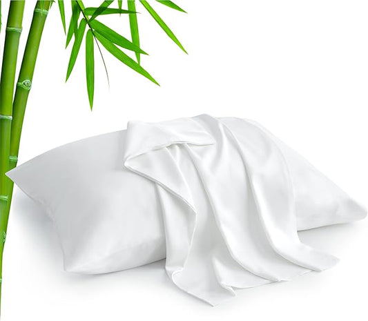 BEDELITE King Size Pillow Cases Set of 2, Rayon Derived from Bamboo, Cooling Pillow Cases for Hot Sleepers & Night Sweats, Breathable and Silky Soft Envelope Pillowcases(White, 20"x36")