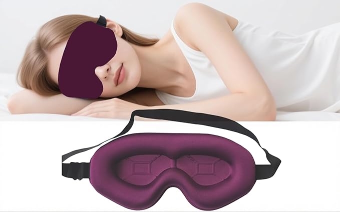 Sleep Mask for Side Sleeper, Light Blocking 3D Contoured Eye Mask, Zero Pressure Night Blindfold for Women & Men, Adjustable Strap, Soft Breathable Eye Cover