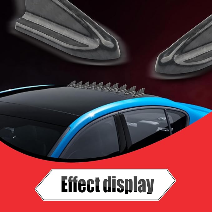 UGSHY 10 PCS Car Small Shark Fin Decorative Antenna, 2.06" x 0.9" x 0.86" Air Vortex Generator Diffuser Spoiler Antenna, Self-Adhesive Roof Wing Trim Accessory, Universal for Car (Carbon Fiber Black)
