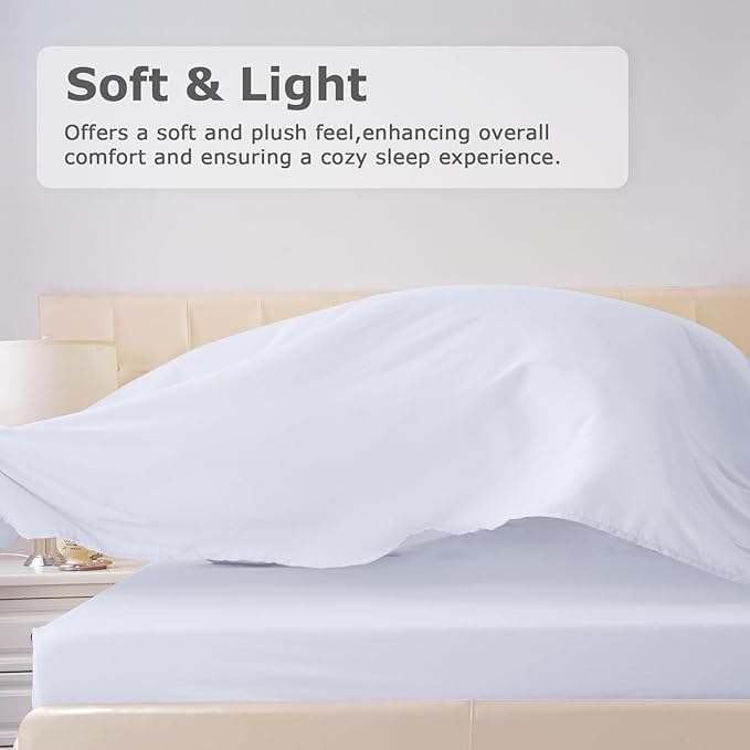 California King Size Bed Sheet Set - 4 Piece Soft Microfiber Sheets with Deep Pockets, Cooling Technology, and Wrinkle-Free Pillowcase. Hotel-Quality, Durable Bedding, Brilliant White