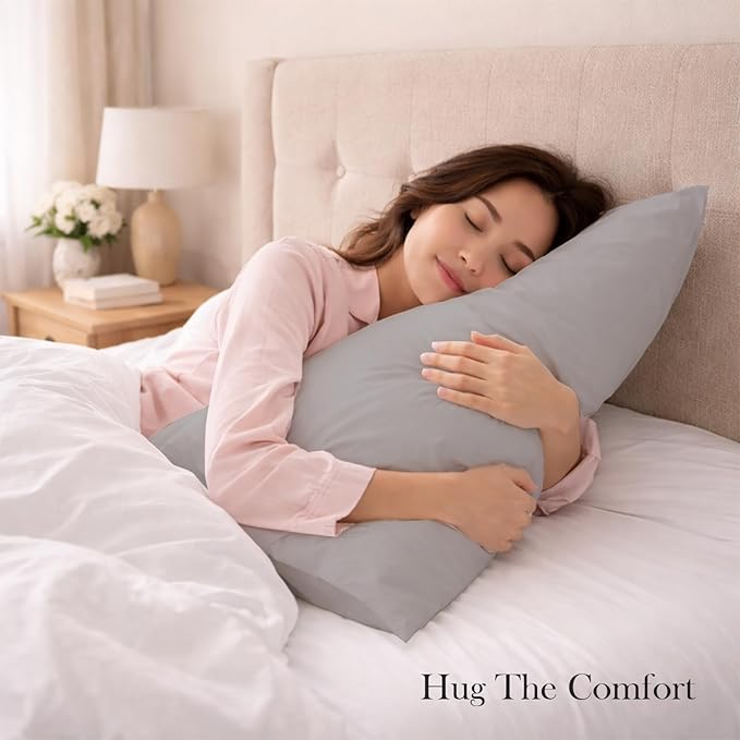 400 Thread Count 100% Egyptian Cotton Queen Size Pillowcases Set of 4, Soft & Breathable Sateen Weave, Envelope Closure, Hotel Luxury Bed Linen, Durable & Fade Resistant, 20"x30", Light Grey