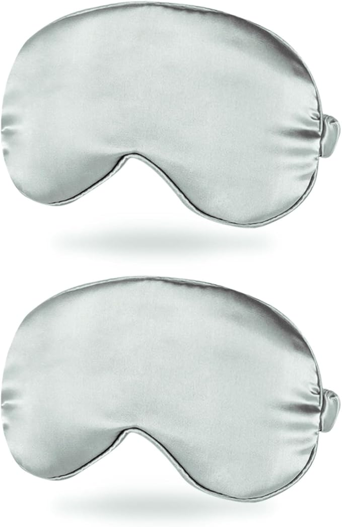 PATIKIL Silk Sleep Mask, 2 Pack Soft Satin Eye Protective Mask Blackout Eye Cover with Elastic Straps for Side Sleeping Women Men Travel, Grey