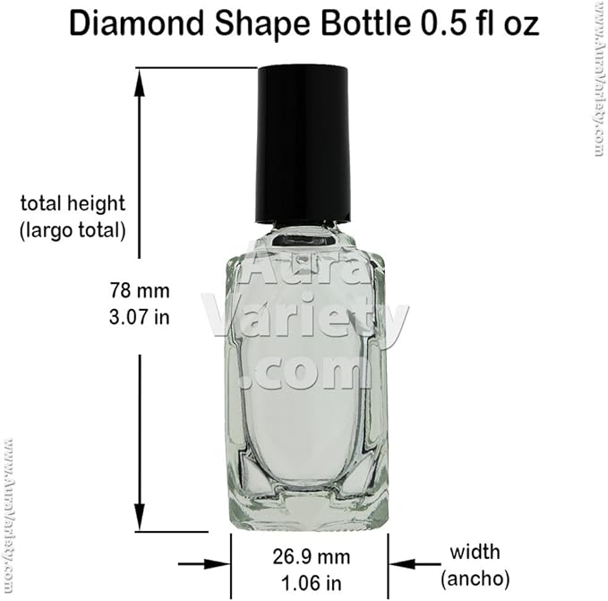 72-PIECE DIAMOND CUT 1/2 OZ 15ML EMPTY REFILLABLE CLEAR GLASS BOTTLES (Perfume, Essential Oils, Aromatherapy, Travel Kit)