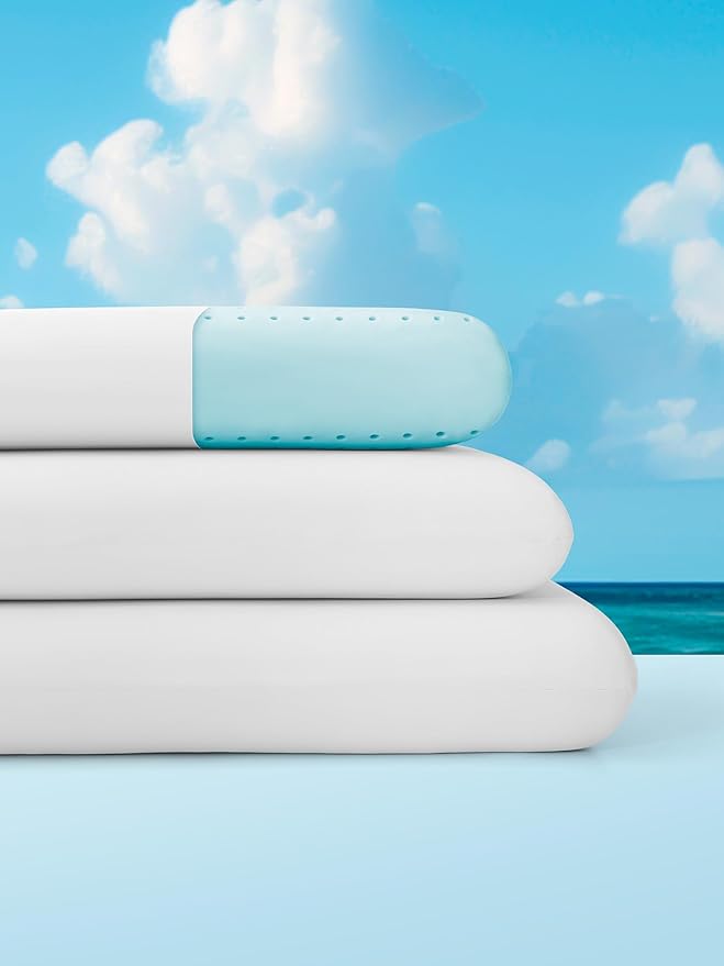 SLEEP ZONE Cooling Memory Foam Pillow - Odorless, Breathable, Skin-Friendly with Superior Support for Back, Stomach or Side Sleepers, Home, Hotel, Hospital Essentials (White, Standard, 2 Pack)