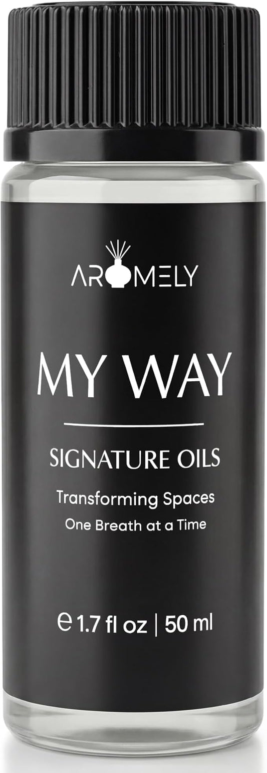 AROMELY My Way Diffuser Oil Blend | Luxury Home Fragrance Oil for Diffusers | Inspired by 1 Hotel | Signature Scent with Notes of Leather, Cardamom, Lemon, Cedarwood, Iris & Amber | 50ml