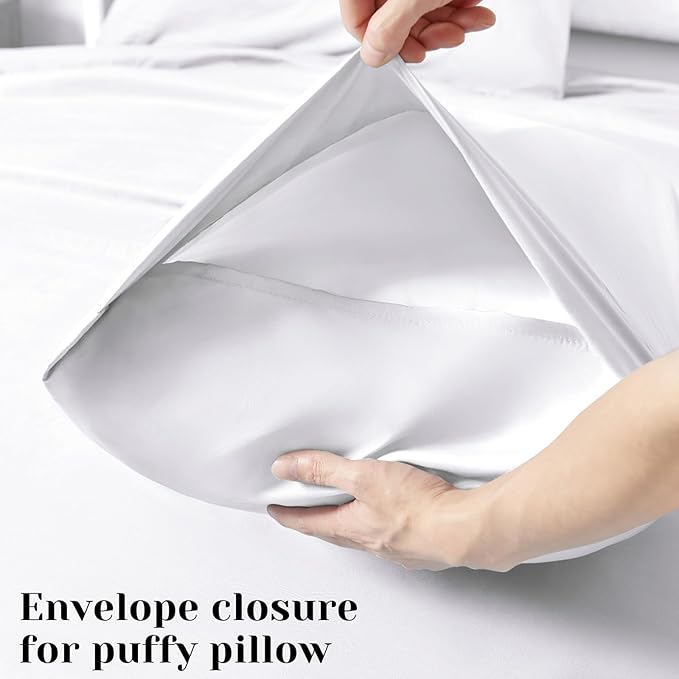 BYSURE Hotel Luxury Bed Sheets Set 6 Piece(Queen, White) - Super Soft 1800 Thread Count 100% Microfiber Sheets with Deep Pockets, Wrinkle & Fade Resistant