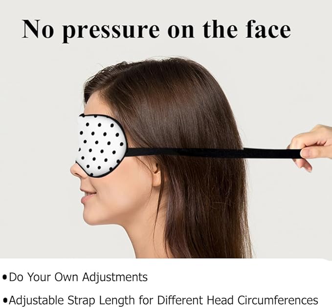 Black White Polka Dot Silk Eye Mask Sleep Mask Classic Simple Eye Mask with Adjustable Strap Lightweight for Women Work Travel Night Sleep