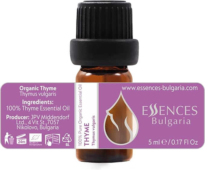 Set Breathe Freely - Organic Essential Oils - Thyme (10ml) + Mint (10ml) + Hyssop (5ml) - 100% Pure and Natural Undiluted Aromatherapy Stress Relief Fresh Herbal Sweet Aromas 3pcs