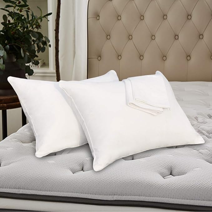 Pillow Protectors with Zipper Queen Size-100% Cotton Pillowcases for Hair and Skin, Comfort Soft Pillow Case Protector for Easy Care, White Pillow Cases Covers with Hidden Zipper, 1 Pack/20X30