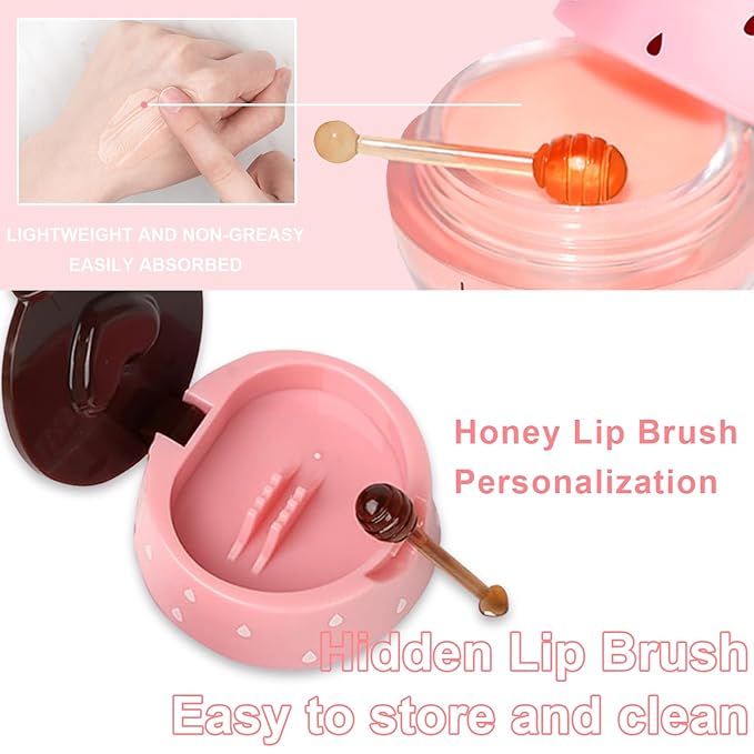 Clouds Apple Lime Bee Lip Balm – Propolis Lip Sleeping Mask in Honey Pot – Overnight Hydrating Lip Scrub for Dry and Cracked Lips – Natural Exfoliating Moisturizing Lip Care