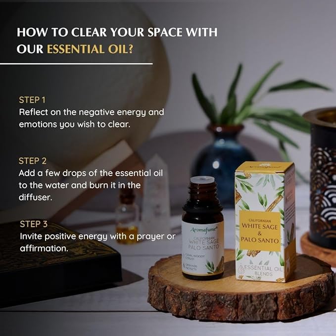 White Sage & Palo Santo Essential Oil Diffuser Blend by Aromafume | 3x10ml/0.33 fl oz | Aromatherapy Oil for Cleansing Negative Energy & Protection | Ethically sourced| Sage Oil for Smokeless Smudging