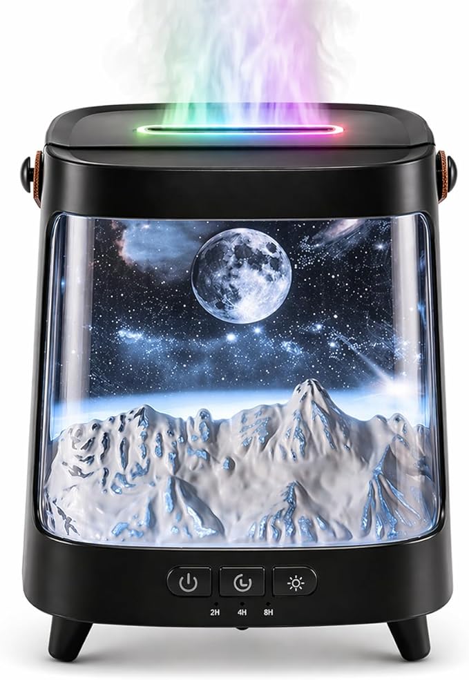 Flame Aroma Diffuser with Remote Control, 200ml Quiet Essential Oil Humidifier with 7 Color Lights, 2 Mist Modes, 3 Timer Settings, Auto Shut-Off, Compact Gift for Home, Office