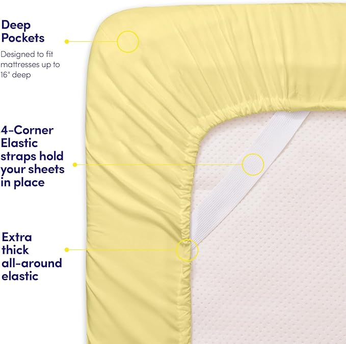 1500 Supreme Collection California King Sheet Sets Pale Yellow - Luxury Hotel Bed Sheets and Pillowcase Set for Cal King Mattress - Extra Soft, Elastic Corner Straps, Deep Pocket Sheets Pale Yellow