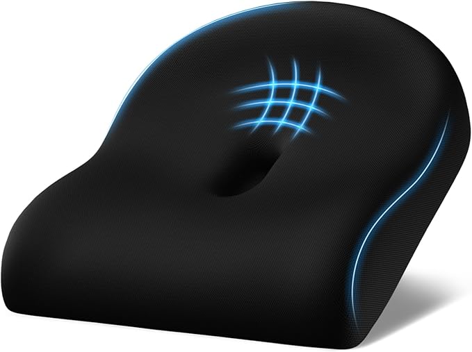Seat Cushion for Pressure Relief - Ergonomic Home & Office Chair Cushions for Tailbone, Hip, Sciatica Support, Memory Foam Chair Pad for Long Sitting, Driving (Black)