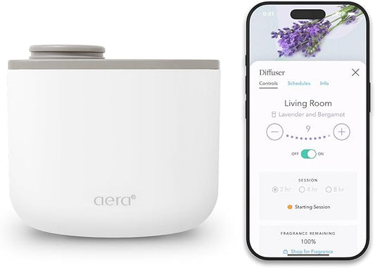 AERA Mini Waterless Plug-in Essential Oil Diffuser for Rooms 100–400 Sq Ft – Smart Aromatherapy Machine with App & Alexa Control – (Fits 12.5 mL Capsules – Sold Seperately) – White