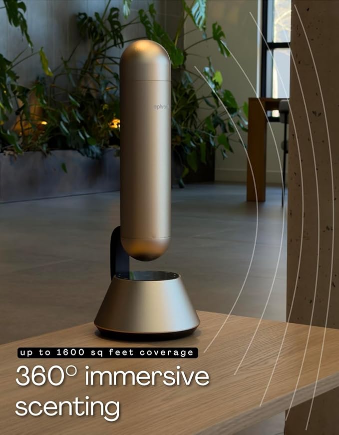 Smart Cold Air Diffuser Waterless Oil Aromatherapy Machine, Bluetooth Scent Diffuser, Cylindrical Capsule Shape, Quiet Modern Home Fragrance Diffuser 100ml, Portable (Gold)