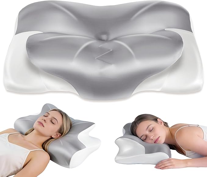 Neck Cervical Pillow, Side Sleeper Pillow for Neck Pain Relief, Support Ergonomic Contour Silky Smooth Luxury Memory Foam Pillows for Side/Back/Stomach Sleepers Pain Relief Neck (23.5x14.5x5.5in)