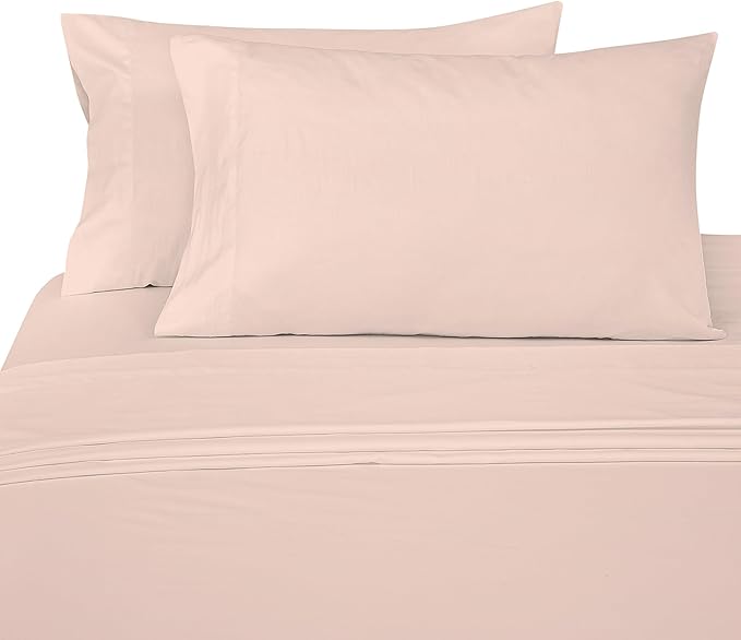 ROYALE LINENS Bamboo Viscose Queen Sheet Set - Cooling Bed Sheet Set - 1 Fitted, 1 Flat & 2 Pillowcase - Fits Up to 16" - Organic Viscose Derived from Bamboo - Bedding Sheet Set (Queen, Morganite)