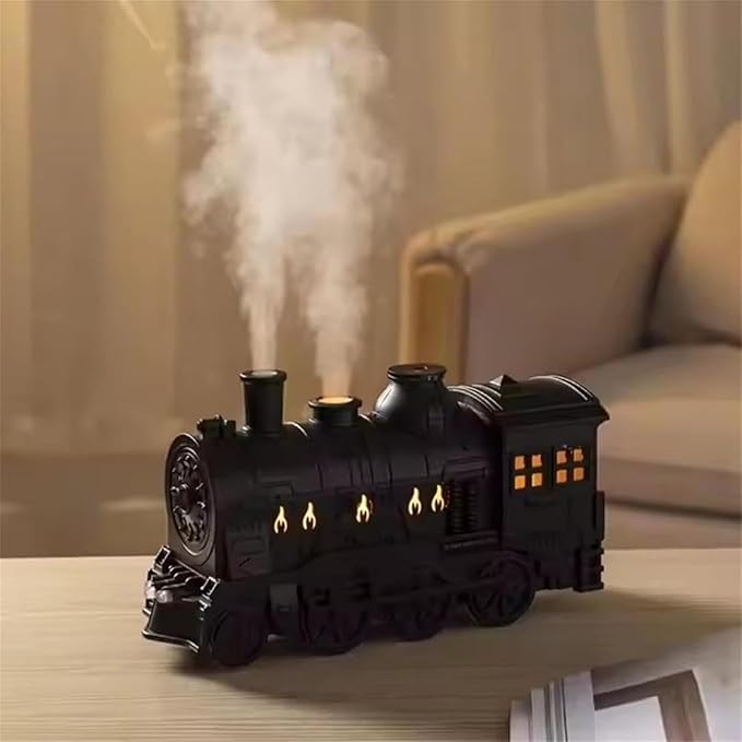 300ml Vintage Steam Train Aromatherapy Essential Oil Diffuser with Dual-Color LED Light, Train Oil Diffuser, 2 Mist Modes, Auto Shut-Off, Ultra-Quiet Humidifier for Home, Office (Green,Colorful)