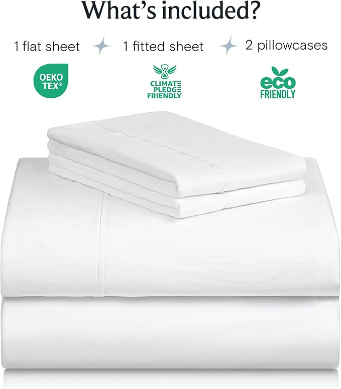 LuxClub 4 PC King Size Sheet Set Bed Sheets Deep Pockets 18" Wrinkle Free Cooling Bed Sheets Machine Washable Hotel Bedding Silky Soft - White King