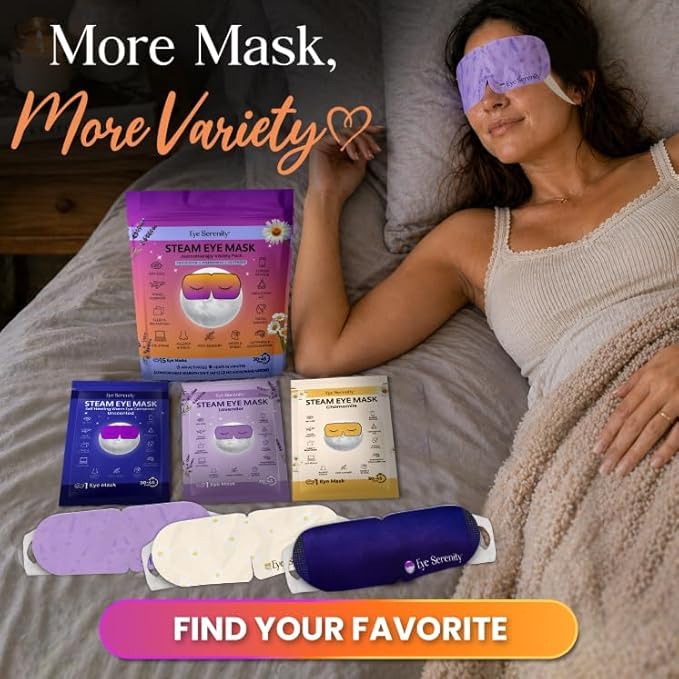 Steam Eye Mask, Heated Eye Mask, Self Heating Warm Compress for Dry Eyes, Fast Relief for Stye, Puffy Sensitive Eyes, Moist Heat, Mothers Day Gift for Mom, Relaxation Gifts for Women and Men - Variety