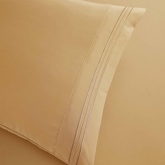 Clara Clark King Sheets, 6 Piece Set - Hotel Luxury Sheets for King Size Bed, Super Soft Bedding Set, King Size, Apricot Orange