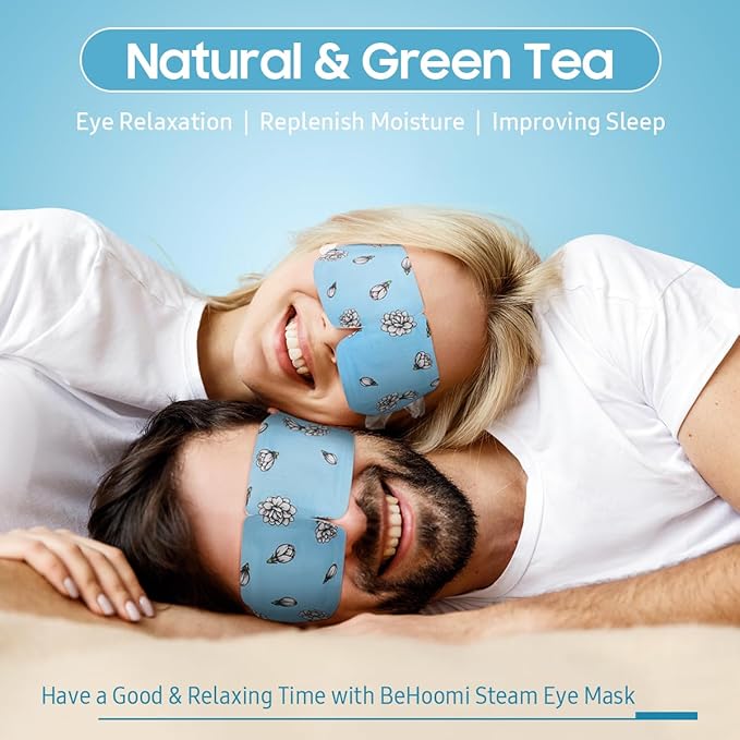 BeHoomi 30Packs Steam Eye Mask, Heated Eye Mask Warm Compress for Eyes, Self Heating Disposable Steam Mask for Home Sleep, Spa, Travel Essentials & Relaxation Gifts, Mothers Day Gifts (Jasmine)