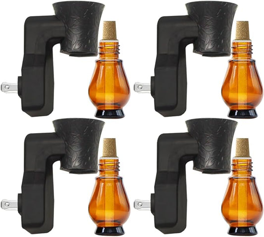 Blank Plug-in Air Freshener Polarized Wall Plug Oil Diffuser for DIY Characteristic Home Scent from Natural Essential Oil, EO+Water, Fragrance Refill (4-Set Black)