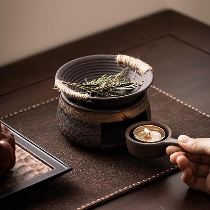 Ceramic Aromatherapy Stove Essential Oil Burner, Aromatherapy Kit,Handmade Zen Incense Burner Kit for Home Office,Tea Light Candle Holders Teapot Warmer for Meditation,Vintage Crack-Resistant Ceramic