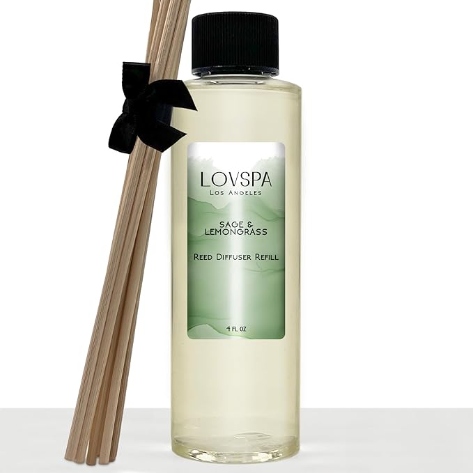 Sage & Lemongrass Diffuser Oil - Luxury Essential Oils for Diffuser Refill & Air Freshener Room Spray - Long-Lasting & Natural Home Fragrance, Scented Oil for Diffusers, USA Made, 4oz