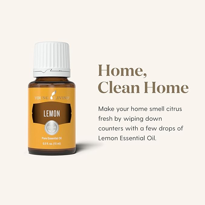 Young Living Lemon Essential Oil 15ml – 100% Pure Citrus Essential Oil for Diffuser, Aromatherapy, Natural Lemon Oil for Daily Use