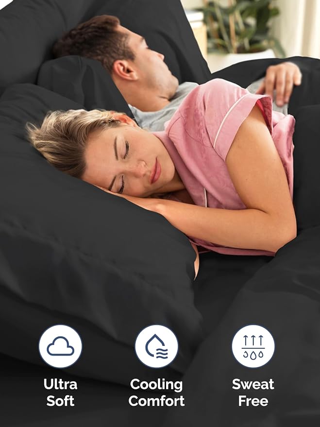 Extra Deep Cal King Sheet Set - 6 Piece Breathable and Cooling Sheets - Hotel Luxury Bedding for Women, Men, Kids & Teens - Easy Secure Fit - Soft, Wrinkle Free and Comfy - Extra Deep Pockets - Black