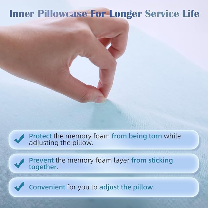 Adjustable Memory Foam Pillow - Combined Thin Pillow to Adjust Softness/Support, 10 Heights of Adjustable Piliow for Neck Pain Relief, CertiPUR-US Memory Foam Plilow for Stomach/Side/Back Sleeper